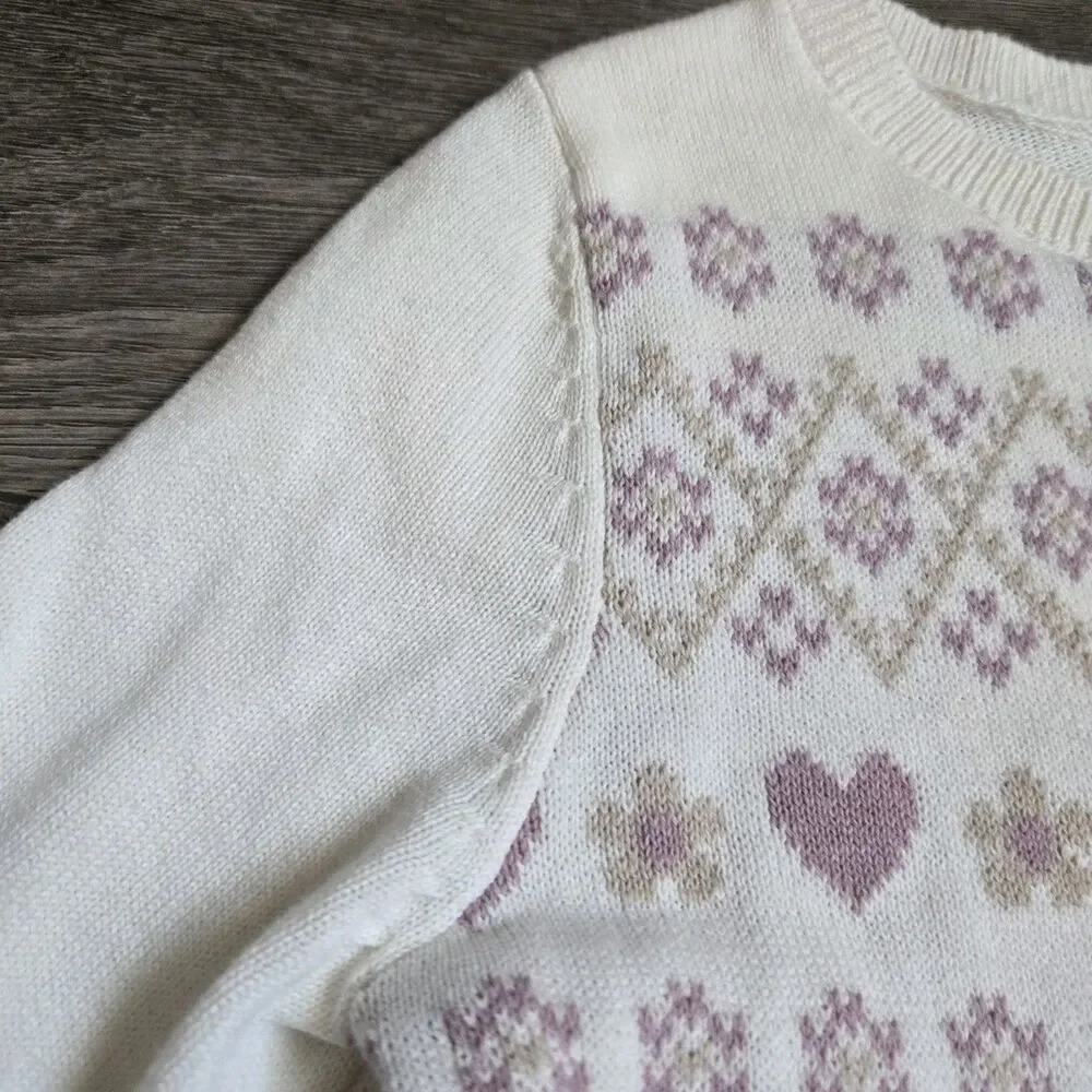 Carters 5T Toddler Girl Fair Isle Sweater Dress Ivory Cream Knit Skater Pleated